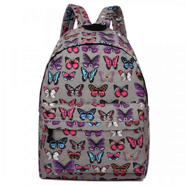 E1401B - Miss Lulu Large Backpack Butterfly Grey